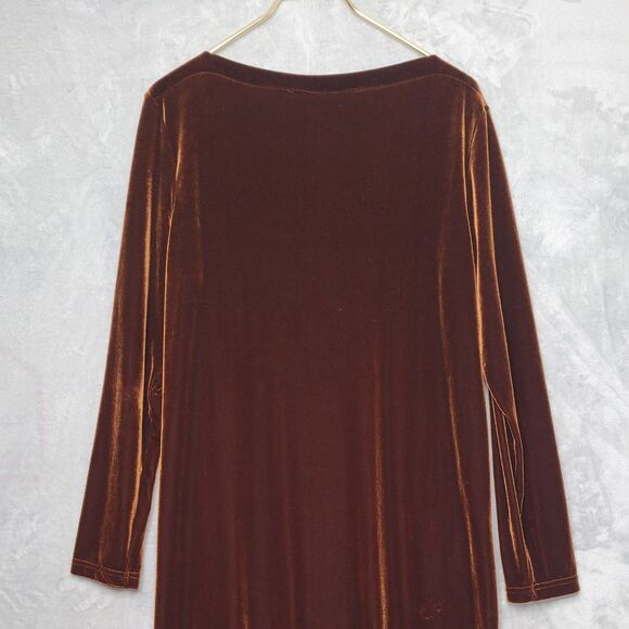 Vintage J JILL Chocolate Brown Long Sleeve Maxi Dress Size M *Tall Velour Velvet - Picture 6 of 10